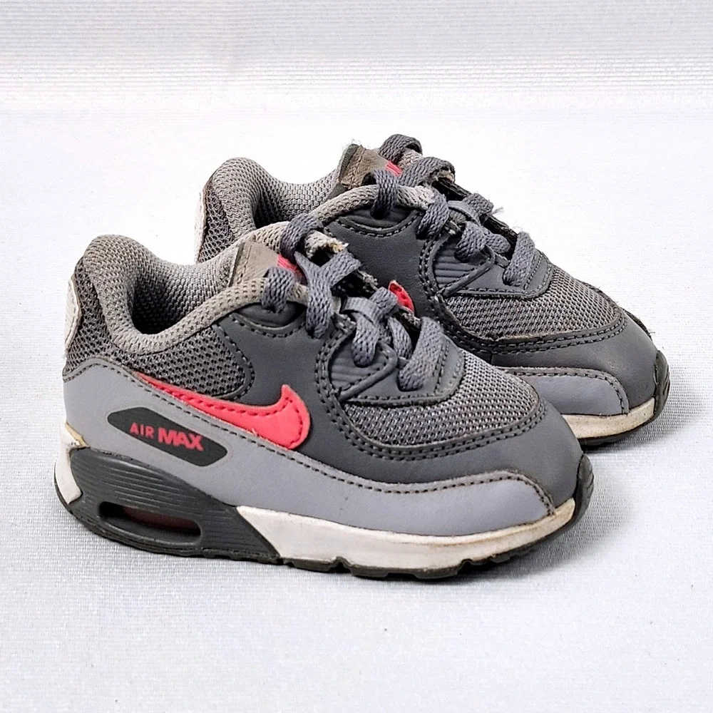 Nike Air Max 90 Sneakers Toddler Baby Size‎ 4C Gray Pink Athletic Lace Up Shoes